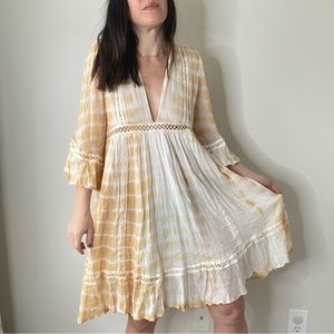 Jen's Pirate Booty Yellow Gauze Tunic Mini Dress / Beach Cover Up Cotton-Medium